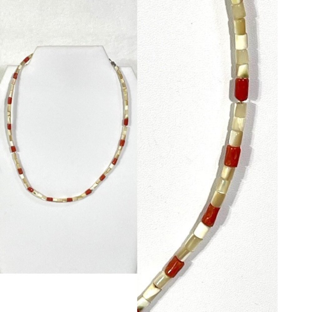 1970's coral and shell necklace.
